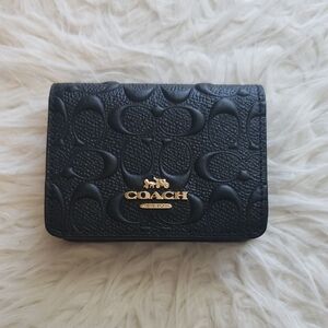Coach Black Embossed Leather Card Holder